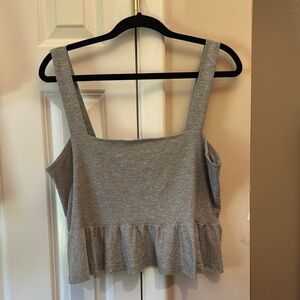 Beyond Yoga Gray Ruffle Hem Pajama Top